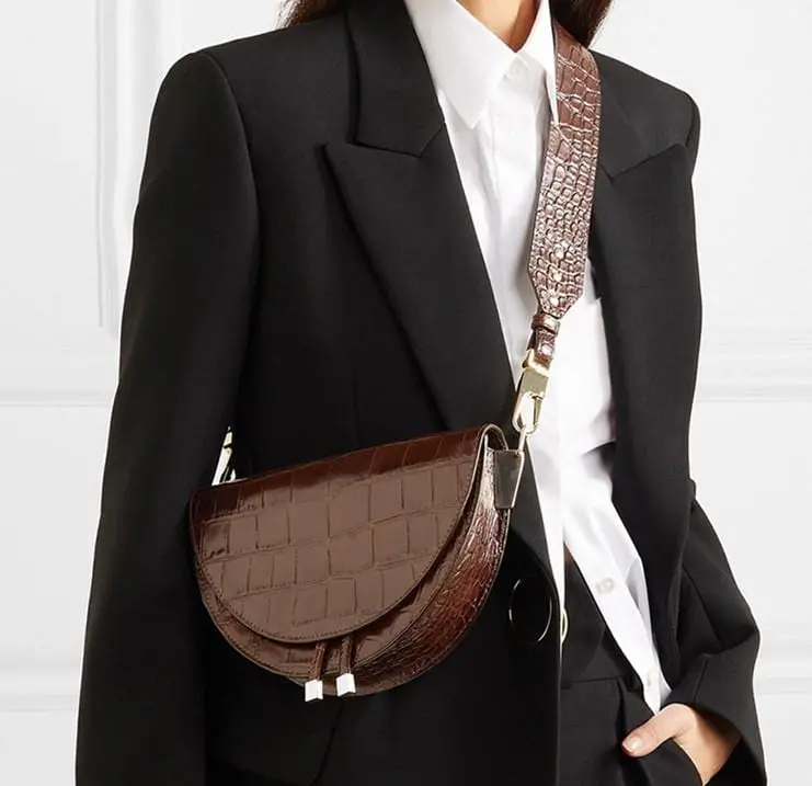 Nigedu Women Crossbody Bag Fashion Crocodile Semicircle Saddle Bags Pu Leather Shoulder Bags For Female Handbags Designer Bolsas 1