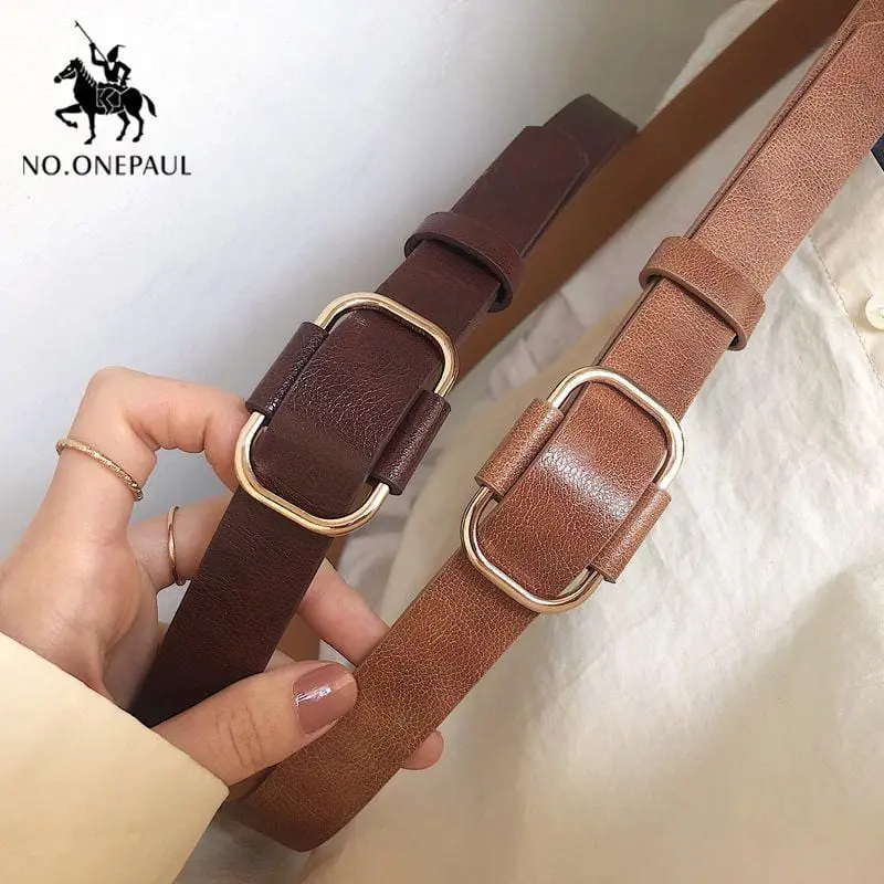 No.Onepaul New Fashion Designer Design Ladies Luxury Brand Belt Authentic Leather Ladies Trend Retro Punk Student Youth Belts 1