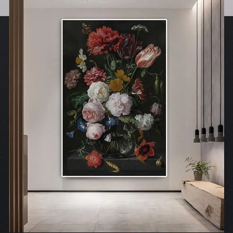 Noble Flower Oil Painting On Canvas Art Classic Roses Cuadros Decoracion Posters And Prints Nordic Wall Picture For Living Room 1