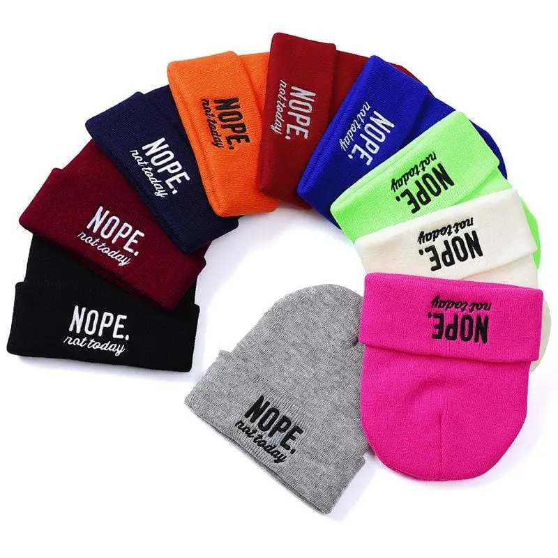 Nope Not Today Embroidered Men's And Women's Hats Outdoor Knittedbeanie Autumn And Winter Caps 1
