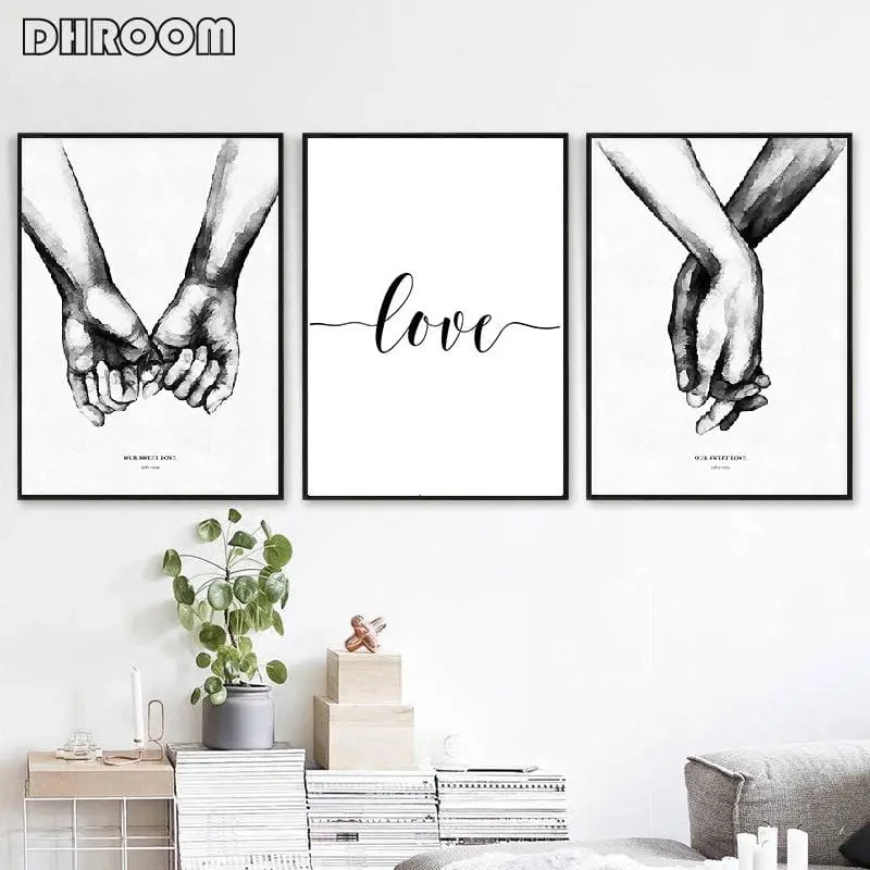 Nordic Back White Style Sweet Love Wall Art Canvas Poster Minimalist Print Love Quotes Painting Picture For Living Room Decor 1