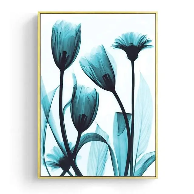 Nordic Canvas Painting Flowers Poster Blue Floral Wall Art Print For Vintage Living Room Decorative Wall Pictures 3
