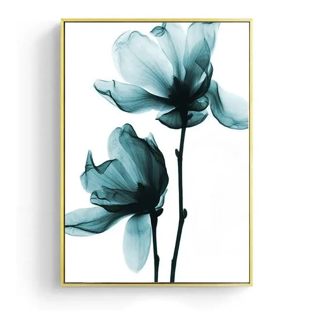 Nordic Canvas Painting Flowers Poster Blue Floral Wall Art Print For Vintage Living Room Decorative Wall Pictures 4