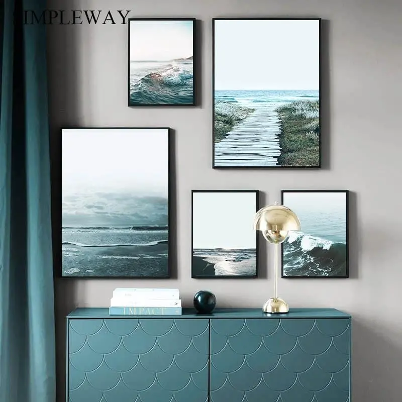 Nordic Decoration Sea Beach Ocean Waves Poster And Print Wall Art Picture Canvas Painting Modern Scandinavian Home Room Decor 1
