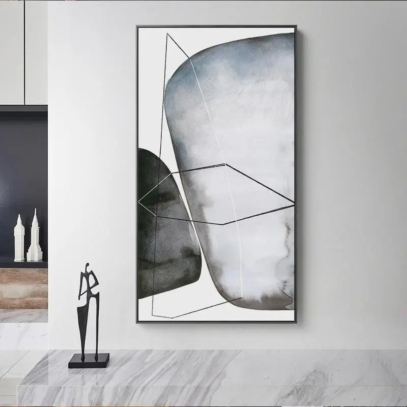 Nordic Minimalist Big Poster N Print Black And White Stone Canvas Painting For Hotel Aisle Living Room Home Decoracion Wall Art 1