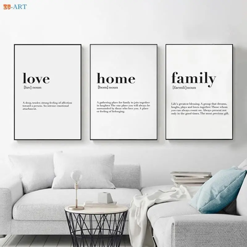 Nordic Minimalist Canvas Painting Love Home Family Quote Poster Print Modern Wall Art Wall Pictures For Living Room Home Decor 1