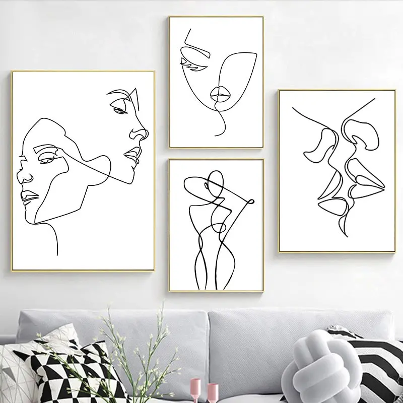 Nordic Minimalist Figures Line Art Sexy Woman Body Nude Wall Canvas Paintings Drawing Posters Prints Decoration For Livingroom 1