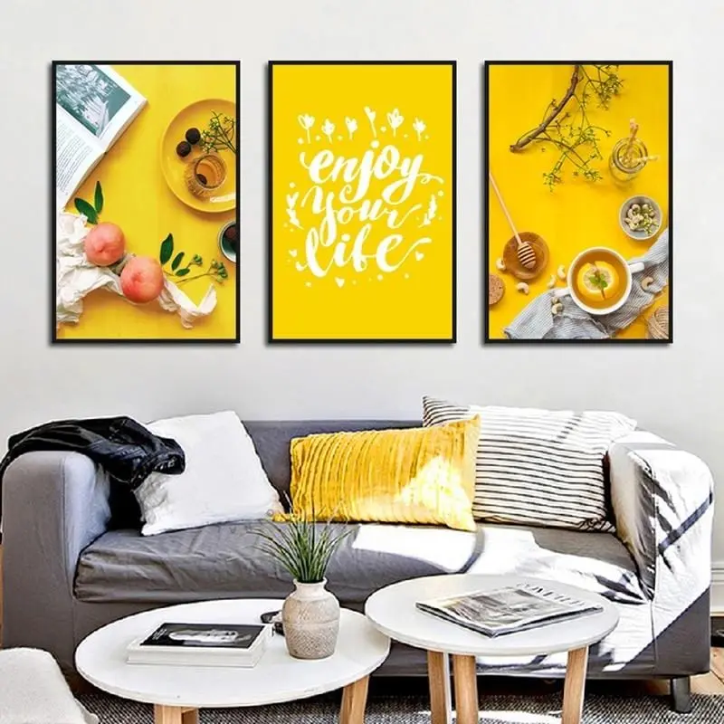 Nordic Quotes Art Enjoy Your Life Kitchen Room Decor Peach Food Tea Canvas Paintings Home Decoration Wall Picture Print Poster 1
