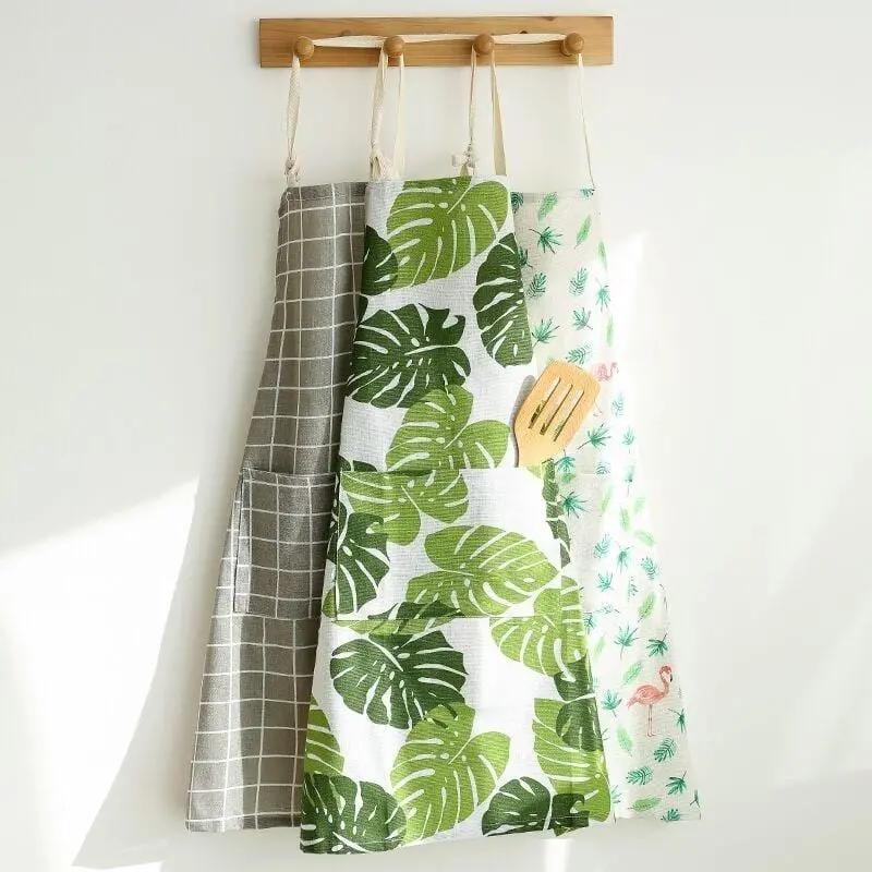Nordic Style Apron Christmas Tree Deer Printing Brief Adult Apron With Big Pocket Kitchen Baking Cooking Accessories Bib Aprons 1