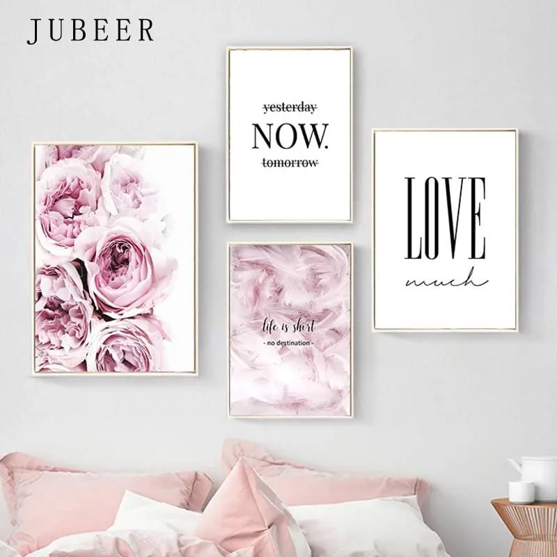 Nordic Style Posters And Prints Flowers Wall Pictures For Living Room Feather Decorative Picture Canvas Prints Home Decor 1