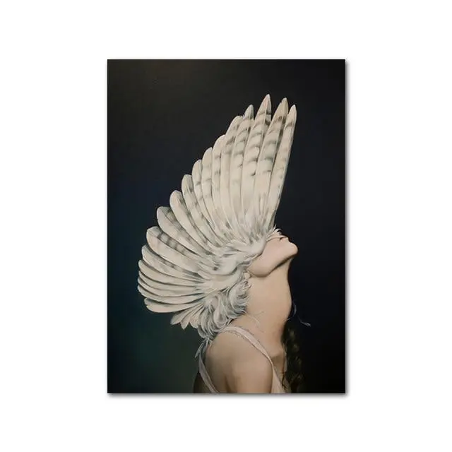 Nude Naked Women Feather Posters And Prints Nordic Figure Canvas Painting Girls Wall Art Flower Pictures For Living Room Bedroom 13