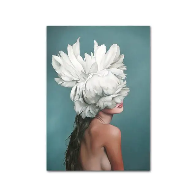 Nude Naked Women Feather Posters And Prints Nordic Figure Canvas Painting Girls Wall Art Flower Pictures For Living Room Bedroom 14