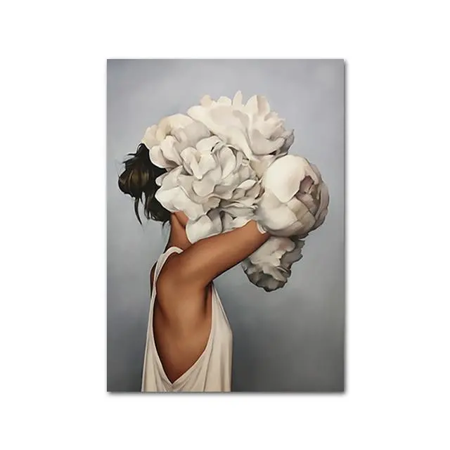 Nude Naked Women Feather Posters And Prints Nordic Figure Canvas Painting Girls Wall Art Flower Pictures For Living Room Bedroom 15