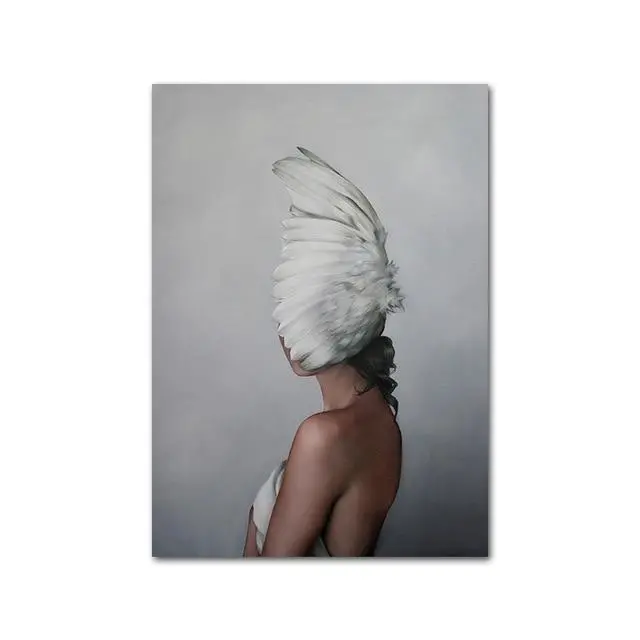 Nude Naked Women Feather Posters And Prints Nordic Figure Canvas Painting Girls Wall Art Flower Pictures For Living Room Bedroom 21