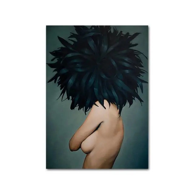 Nude Naked Women Feather Posters And Prints Nordic Figure Canvas Painting Girls Wall Art Flower Pictures For Living Room Bedroom 24