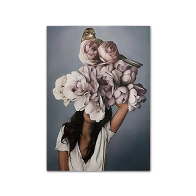 Nude Naked Women Feather Posters And Prints Nordic Figure Canvas Painting Girls Wall Art Flower Pictures For Living Room Bedroom 6