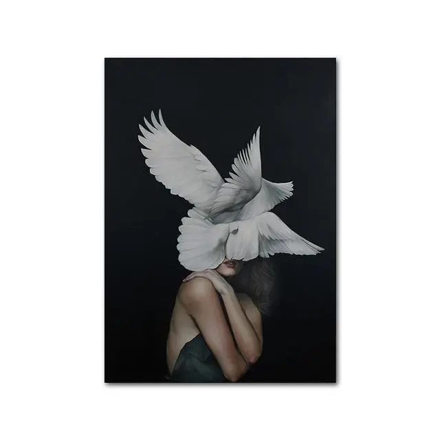 Nude Naked Women Feather Posters And Prints Nordic Figure Canvas Painting Girls Wall Art Flower Pictures For Living Room Bedroom 9