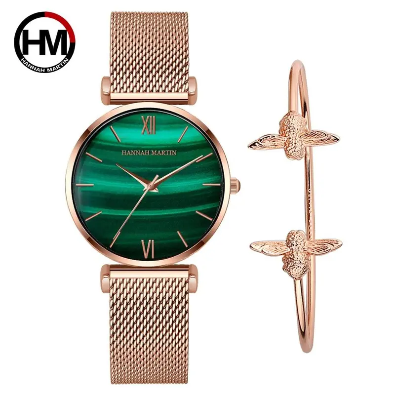 Original Women Watches Fashion Japan Quartz Movement Relogio Feminino Emerald Stainless Steel Rose Gold Waterproof Wristwatches 1