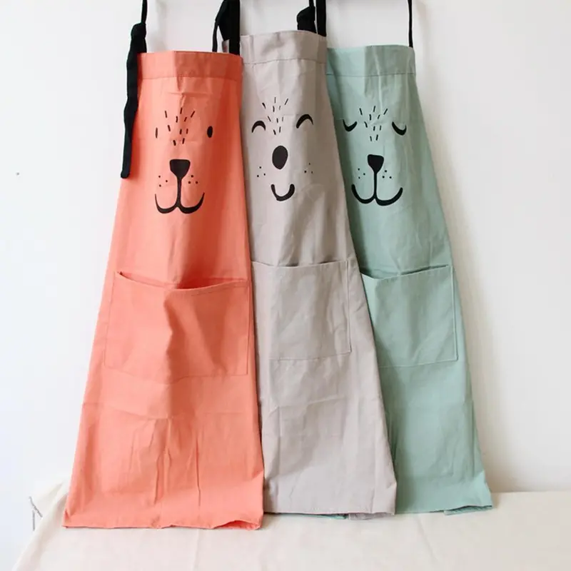 Parent-Child Waterproof Animal Print Cotton Linen Kitchen Cooking Bib Apron Sleeveless Anti-Oil Waist Kitchen Cooking Accessory 1