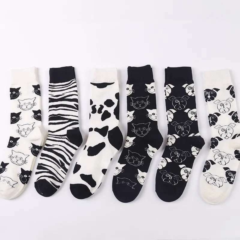 Peonfly Cartoon Creativity Leopard Cat Animal Harajuku Crazy Cotton Funny Women Casual Socks Men Novelty Happy Short Socks 1