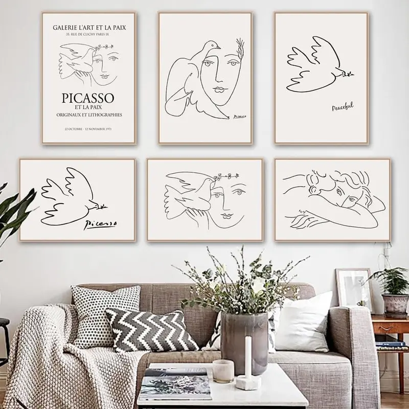 Picasso Matisse Girl Bird Line Drawing Wall Art Canvas Painting Nordic Posters And Prints Wall Pictures For Living Room Decor 1