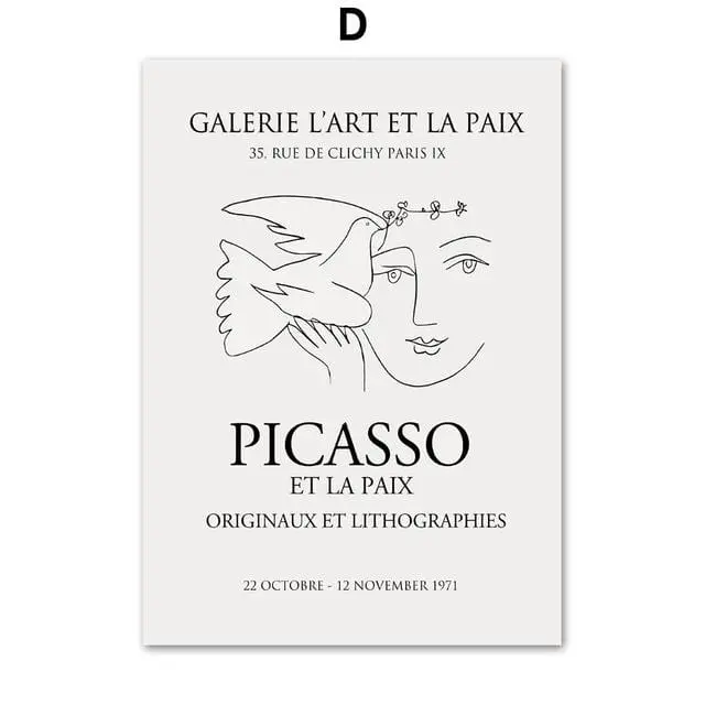 Picasso Matisse Girl Bird Line Drawing Wall Art Canvas Painting Nordic Posters And Prints Wall Pictures For Living Room Decor 4