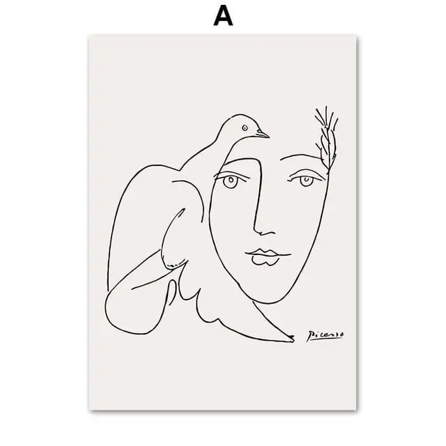 Picasso Matisse Girl Bird Line Drawing Wall Art Canvas Painting Nordic Posters And Prints Wall Pictures For Living Room Decor 5