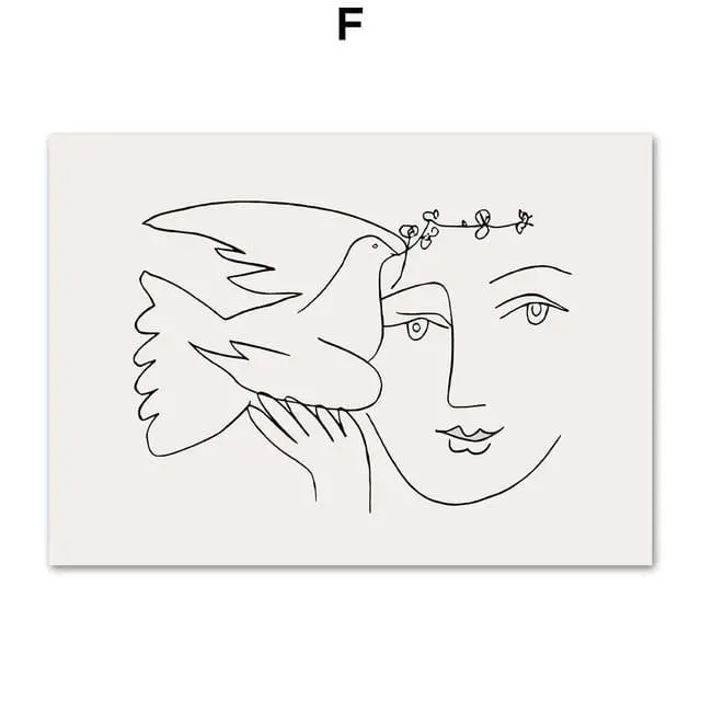 Picasso Matisse Girl Bird Line Drawing Wall Art Canvas Painting Nordic Posters And Prints Wall Pictures For Living Room Decor 6