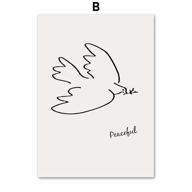 Picasso Matisse Girl Bird Line Drawing Wall Art Canvas Painting Nordic Posters And Prints Wall Pictures For Living Room Decor 7