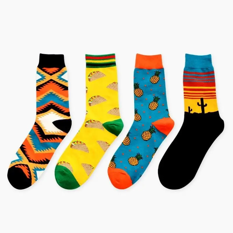 Pizza Pineapple Autumn Winter New Happy Socks Socks Literary Abstract Stock Personalized Cotton Socks Funny Women Men's Socks 1