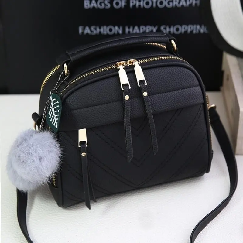 Pu Leather Handbag For Women Girl Fashion Tassel Messenger Bags With Ball Bolsa Female Shoulder Bags Ladies Party Crossby Bag 1