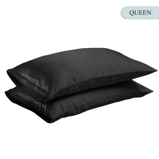 Queen/King Silk Satin Pillow Case Bedding Pillowcase Smooth Home White Black Grey Khaki Sky Blue Pink Sliver 4