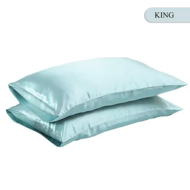 Queen/King Silk Satin Pillow Case Bedding Pillowcase Smooth Home White Black Grey Khaki Sky Blue Pink Sliver 6
