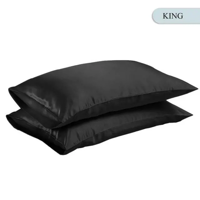 Queen/King Silk Satin Pillow Case Bedding Pillowcase Smooth Home White Black Grey Khaki Sky Blue Pink Sliver 9