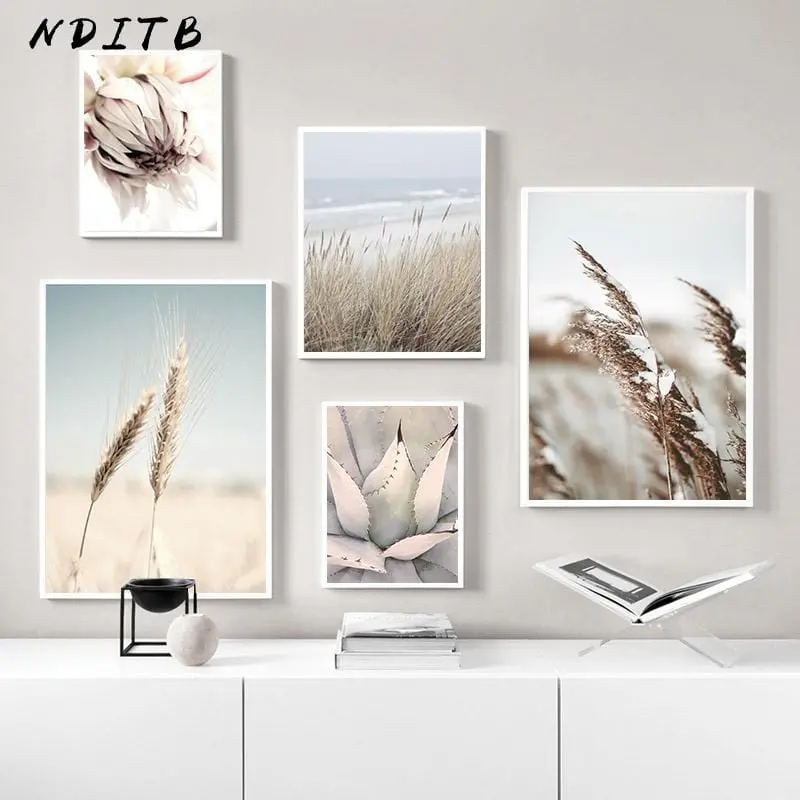 Reed Grass Sea Landscape Poster Scandinavian Canvas Print Nature Scenery Wall Art Picture Painting Nordic Style Home Room Decor 1