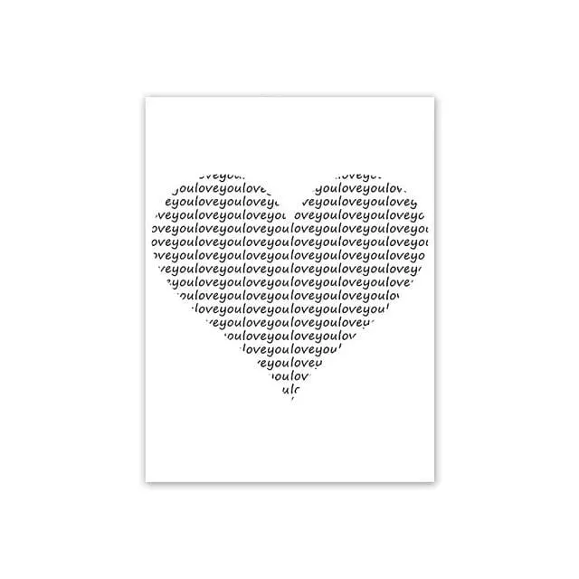Scandinavian Amore Poster – Monochrome Love-Themed Canvas Painting for Modern Living Room Walls