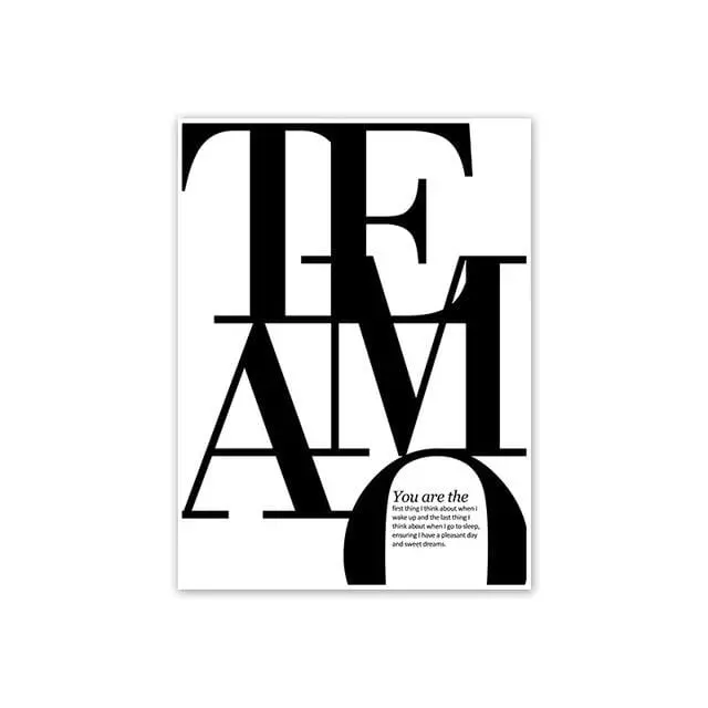 Scandinavian Amore Poster – Monochrome Love-Themed Canvas Painting for Modern Living Room Walls