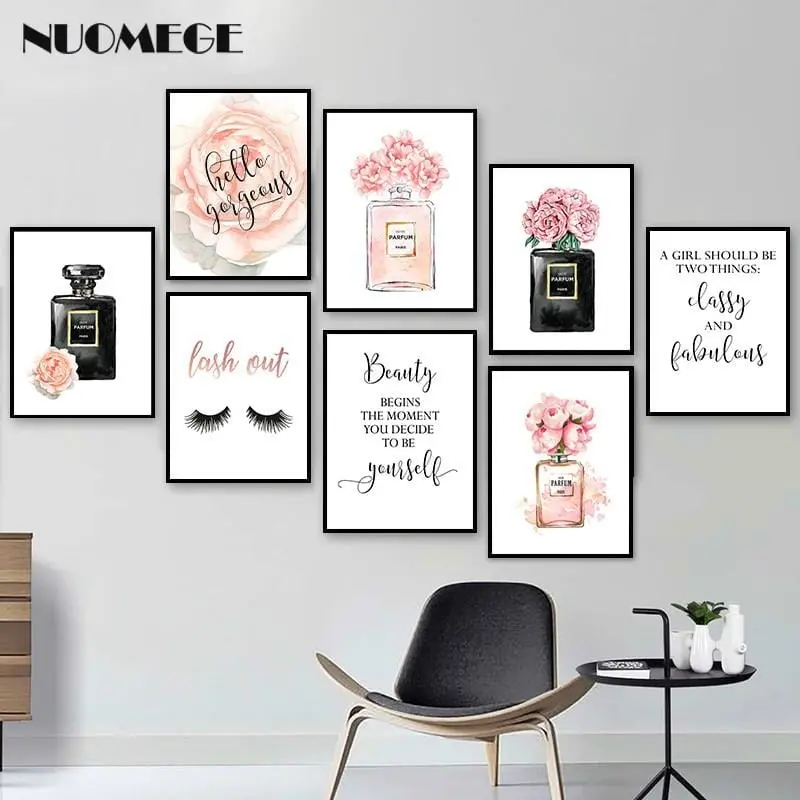 Scandinavian Style Fashion Wall Art Perfume Cosmetics Modern Wall Paintings Woman Bedroom Decoration Picture Make Up Poster 1