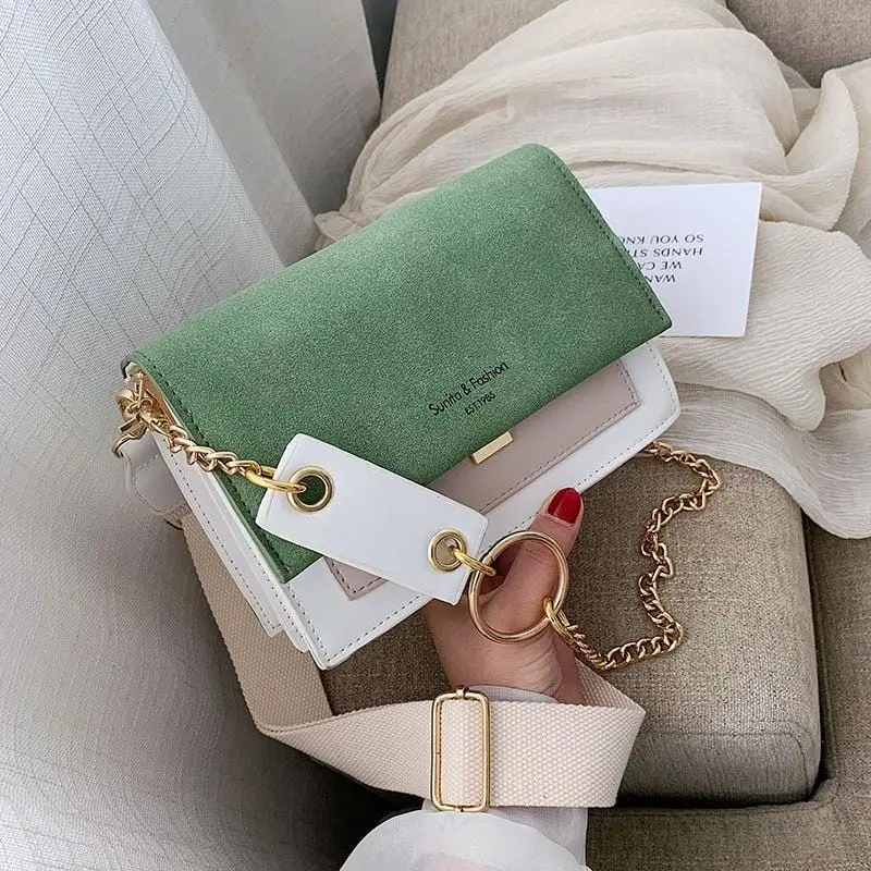 Scrub Leather Contrast Color Crossbody Bags For Women 2020 Chain Messenger Shoulder Bag Ladies Purses And Handbags Cross Body 1
