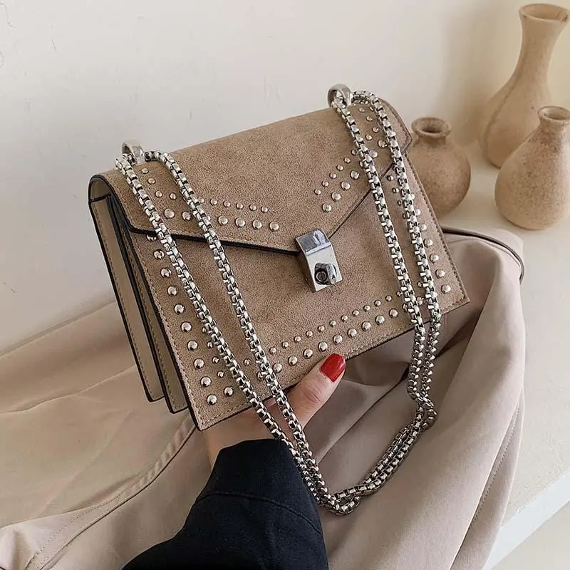 Scrub Leather Small Shoulder Messenger Bags For Women 2020 Chain Rivet Lock Crossbody Bag Female Travel Mini Bags 1