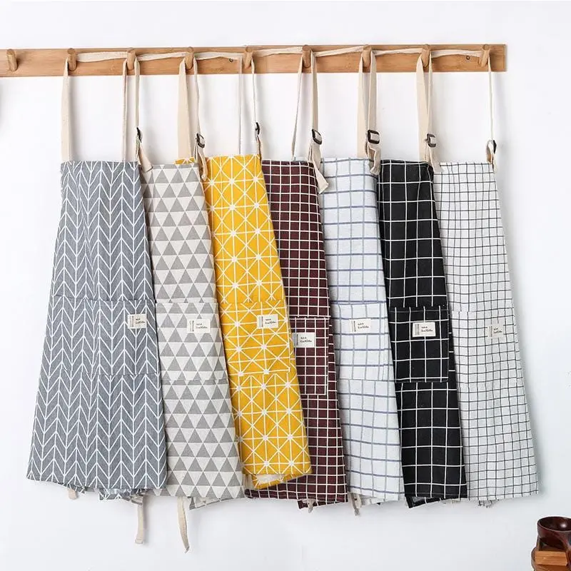 Sinsnan New Hot Fashion Lady Women Men Adjustable Cotton Linen High-Grade Kitchen Apron For Cooking Baking Restaurant Pinafore 1