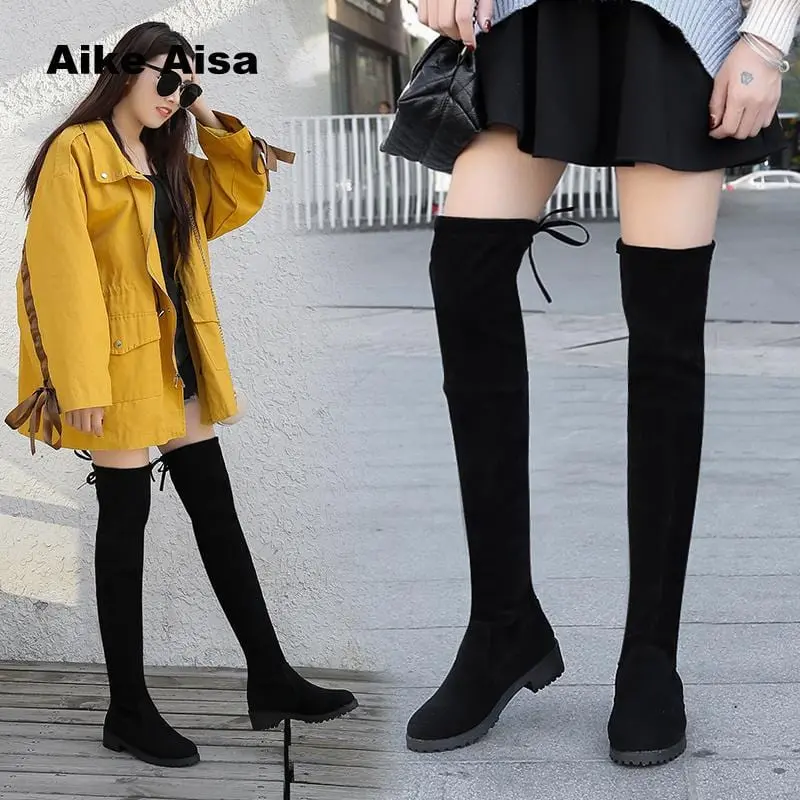 Size 35-41 Winter Over The Knee Boots Women Stretch Fabric Thigh High Sexy Woman Shoes Long Bota Feminina Zapatos De Mujer #66 1