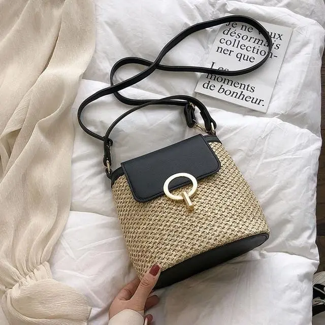 Small Straw Bucket Bags For Women 2019 Summer Crossbody Bags Lady Travel Purses And Handbags Female Shoulder Messenger Bag 3