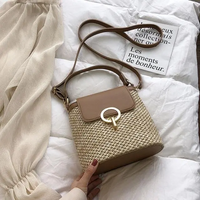Small Straw Bucket Bags For Women 2019 Summer Crossbody Bags Lady Travel Purses And Handbags Female Shoulder Messenger Bag 3
