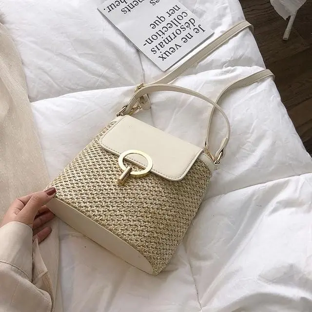 Small Straw Bucket Bags For Women 2019 Summer Crossbody Bags Lady Travel Purses And Handbags Female Shoulder Messenger Bag 4