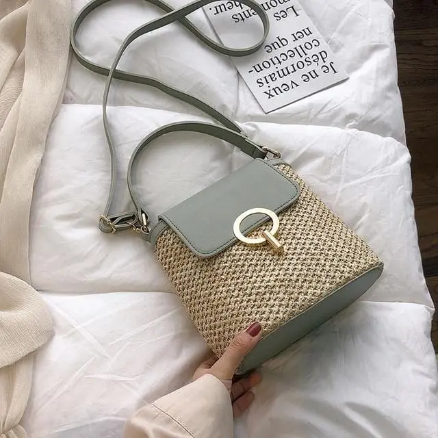 Small Straw Bucket Bags For Women 2019 Summer Crossbody Bags Lady Travel Purses And Handbags Female Shoulder Messenger Bag 4