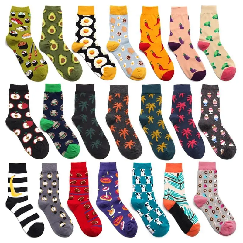 Socks Funny Cartoon Egg Sushi Leaf Avocado Dessert Cute Harajuku Happy Skate Street Hip Hop Vintage Casual Cotton Socks 1