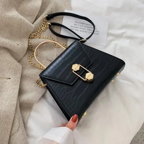 Stone Pattern Pu Leather Crossbody Bags For Women 2020 Small Totes With Metal Handle Lady Shoulder Messenger Bag Handbags 3