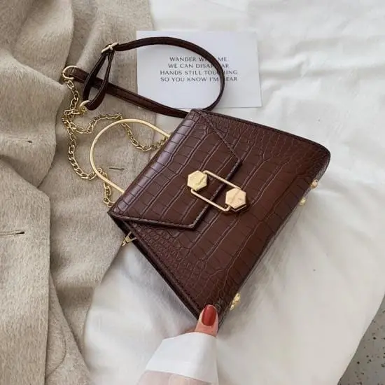 Stone Pattern Pu Leather Crossbody Bags For Women 2020 Small Totes With Metal Handle Lady Shoulder Messenger Bag Handbags 4