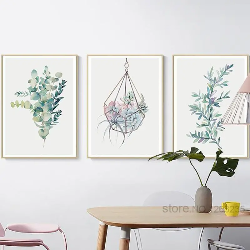 Succulent Plants Nordic Poster Leaf Cactus Flowers Wall Art Print Posters And Prints Canvas Painting Wall Pictures Home Decor 1